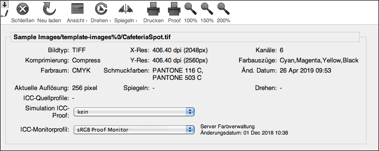 WebShare Information von Proofdateien