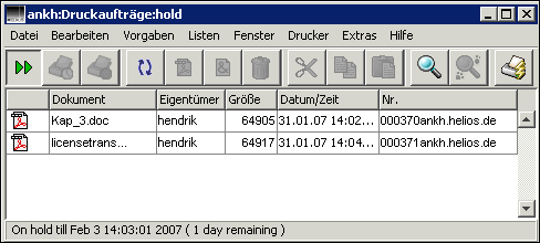 Druckvorschau in der „Hold“-Warteschlange