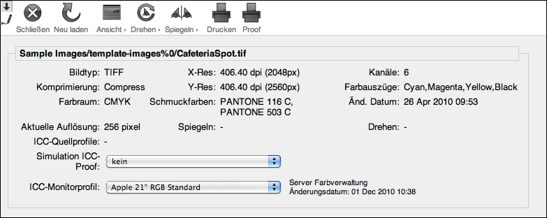 WebShare Information von Proofdateien