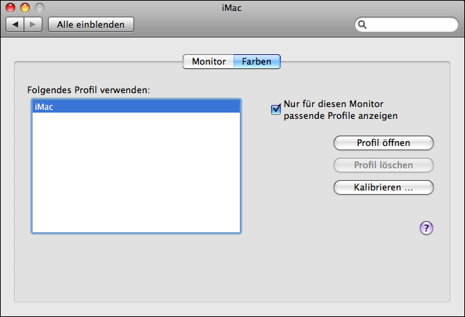 Ein Monitor-Proofprofil auswählen (Mac OS X)
