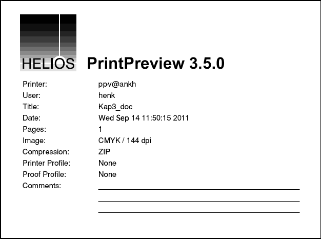“Print Preview” connection info page