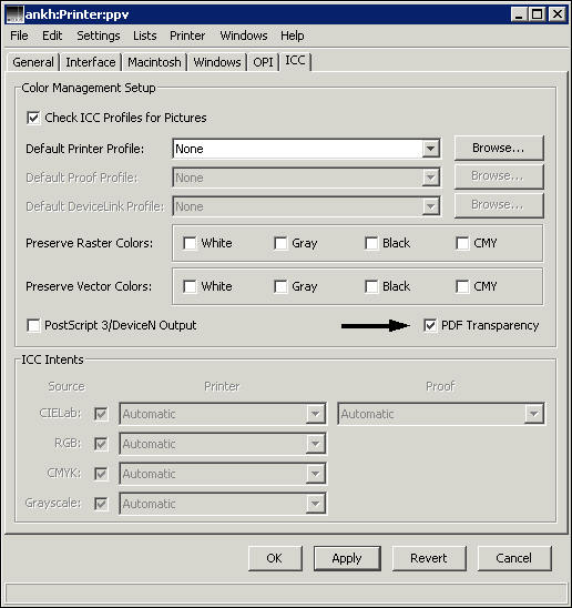 <code>Print Preview</code>
ICC settings