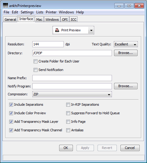 <code>Print Preview</code>
queue settings