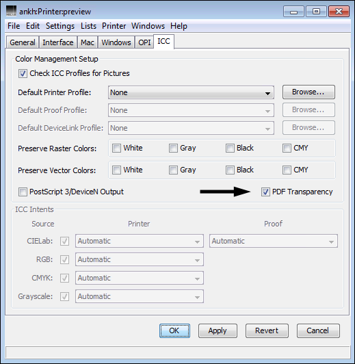 <code>Print Preview</code>
ICC settings