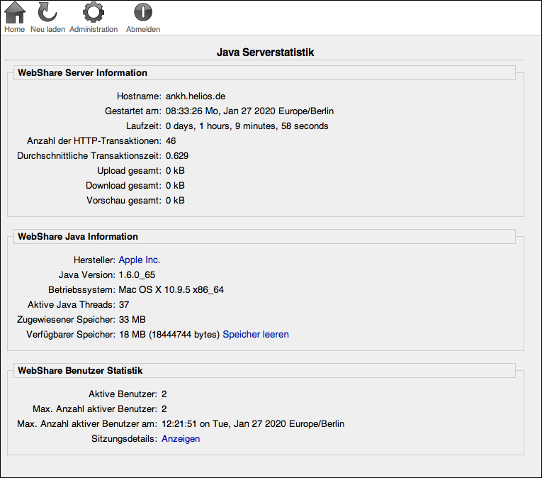 WebShare „Java Server Statistik“