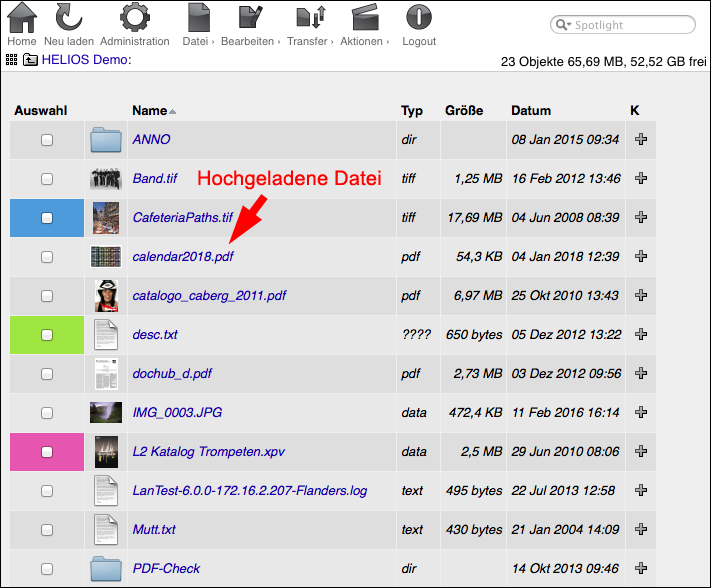 Hochgeladene Datei im WebShare Sharepoint