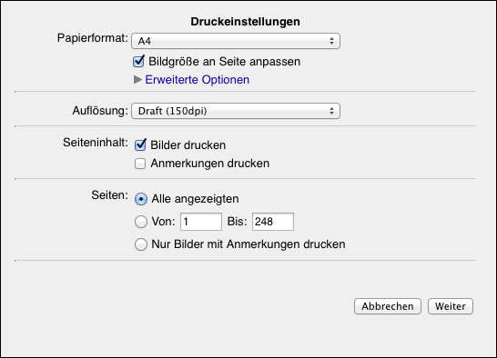 WebShare Preview-/Proof-Druckdialogdialog für mehrseitige Dokumente