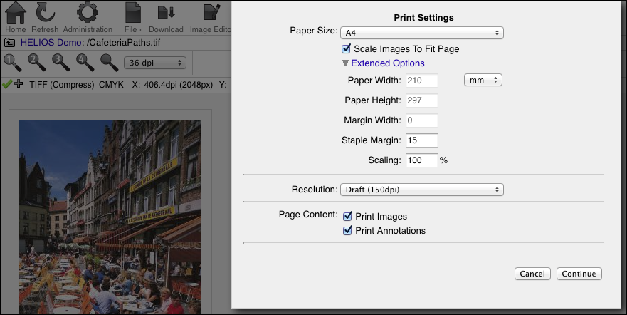 WebShare preview/proof print dialog