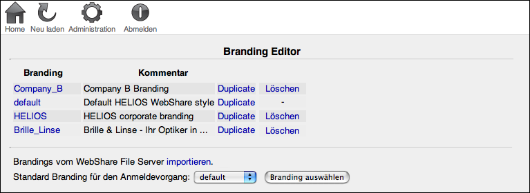 Importierte Brandings