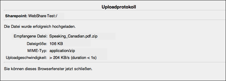 WebShare Upload abgeschlossen