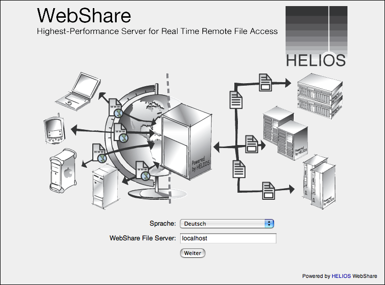 WebShare Anmeldefenster