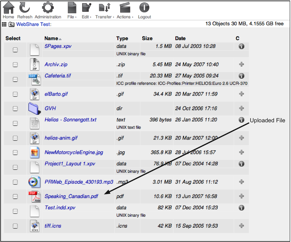 WebShare uploaded file in sharepoint