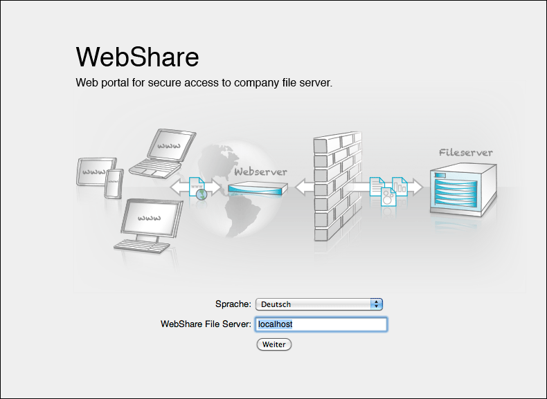 WebShare Anmeldefenster