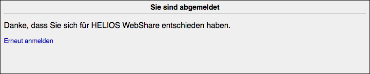 WebShare Fenster „Sie sind abgemeldet“