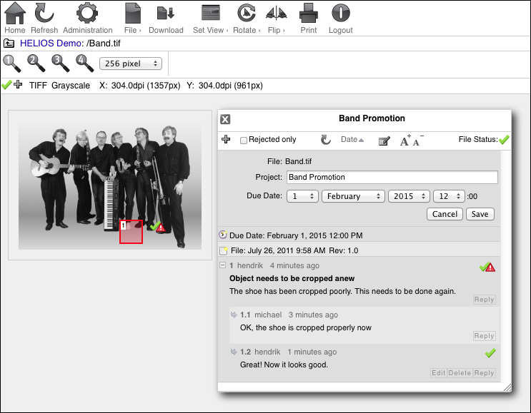Annotations to an image file