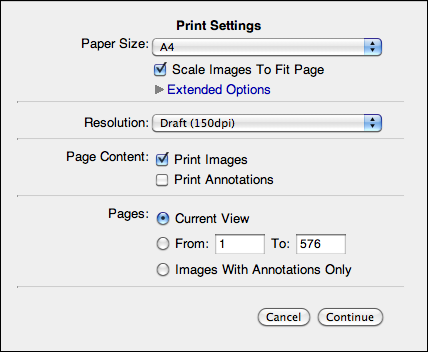 WebShare preview/proof print dialog for multiple-page documents