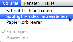 Spotlight-Index eines Volumes neu erstellen