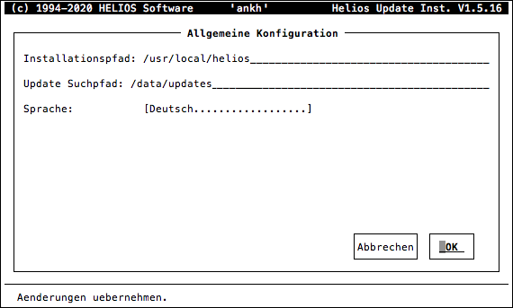 HELIOS Update Installer – Allgemeine Konfiguration