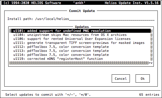 HELIOS Update Installer – Commit Update