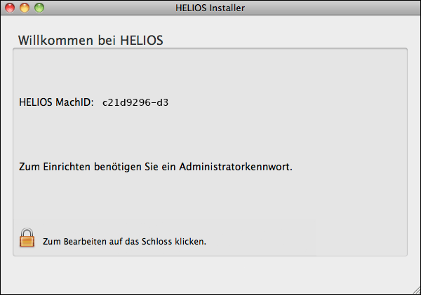 HELIOS Installer
(OS X) – Willkommen bei HELIOS