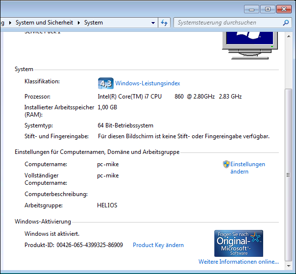Windows: Computerbeschreibung in den Systemeigenschaften