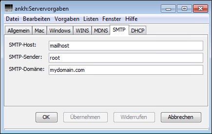 SMTP-Vorgaben definieren