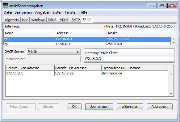 DHCP-Bereich mit dynamischer DNS-Aktualisierung