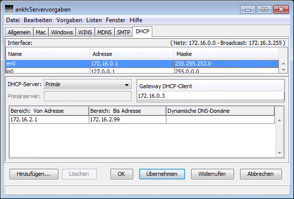 DHCP-Bereich ohne dynamische DNS-Aktualisierung