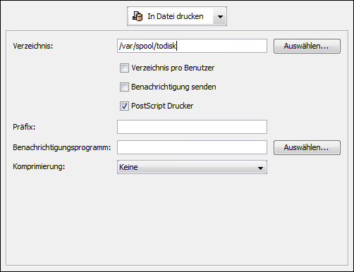 Verbindungstyp <code>In Datei drucken</code>