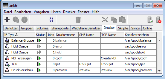 HELIOS Admin – Registerkarte <code>Drucker</code>