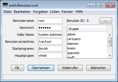 HELIOS Admin – Benutzerkonfiguration