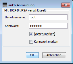 Anmeldedialog (Option <code>Kennwort merken</code> verfügbar)