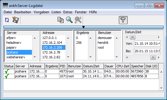 Filtern der Server-Logdatei