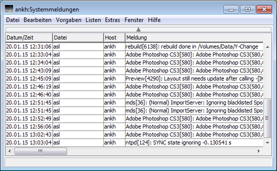 Systemmeldungen auf Host „ankh“