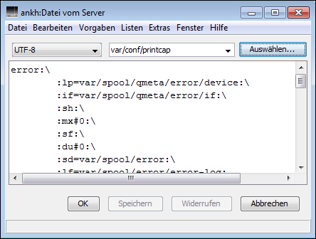 „Datei vom Server“ Texteditor