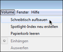 Desktopdatenbank eines Volumes neu aufbauen