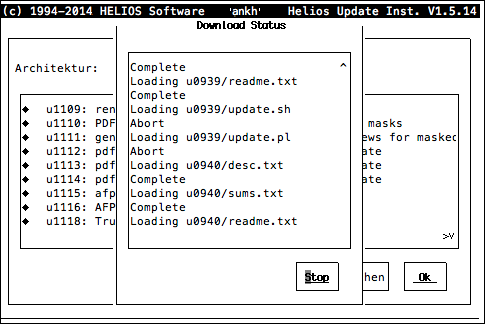 HELIOS Update Installer – Download Status