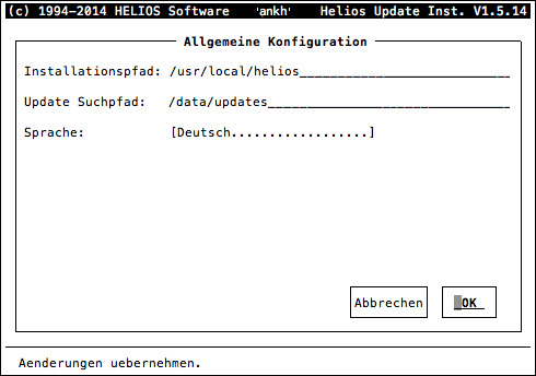 HELIOS Update Installer – Allgemeine Konfiguration