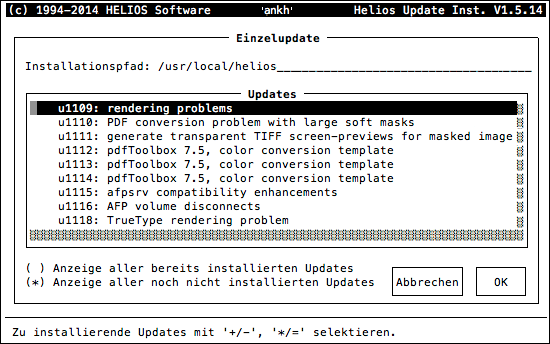 HELIOS Update Installer – Einzelupdate