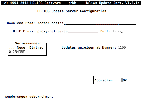 HELIOS Update Installer – Konfiguration des HELIOS Update Servers