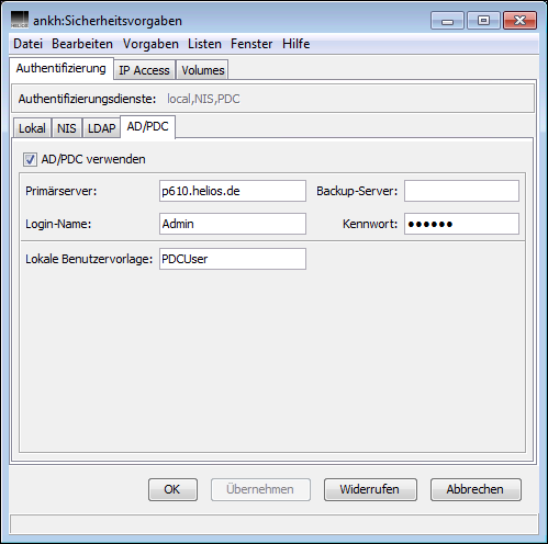 <code>AD/PDC</code> einrichten in HELIOS Admin