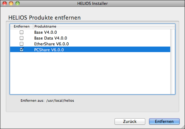 HELIOS Installer – HELIOS Produkte entfernen