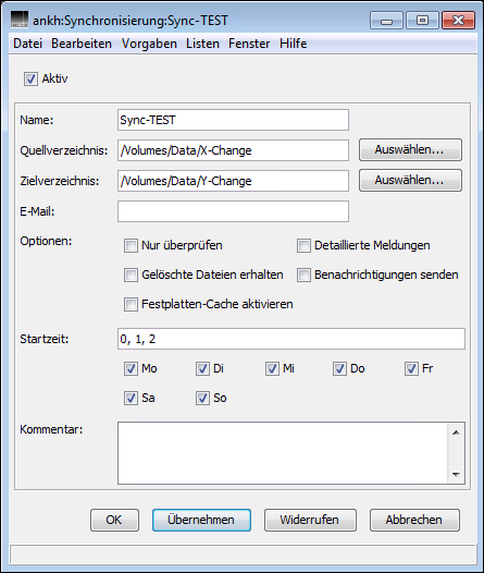 Fenster „Synchronisierung“