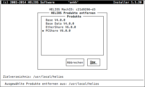 HELIOS Installer – HELIOS Produkte entfernen