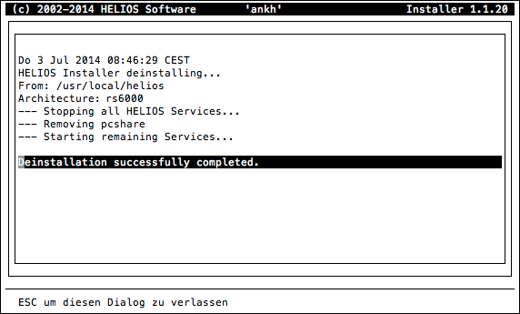 HELIOS Installer – Deinstallation erfolgreich abgeschlossen