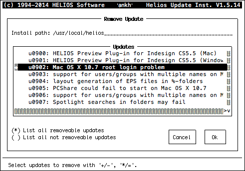 HELIOS Update Installer – Remove Update