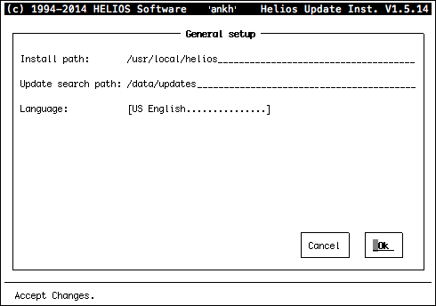 HELIOS Update Installer – General Setup