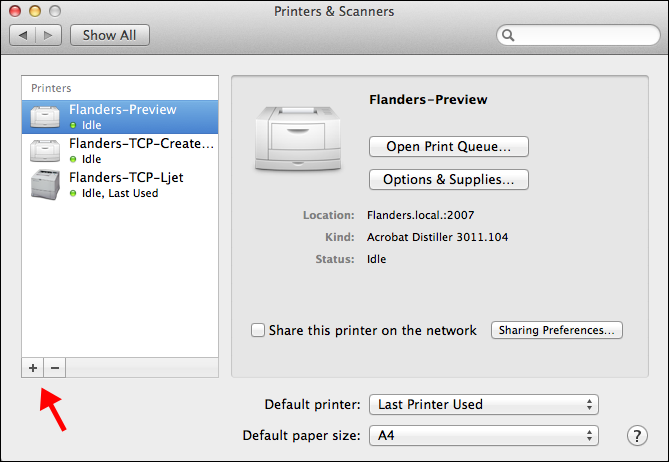 Apple “Printers & Scanners” system preferences