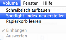 Spotlight-Index eines Volumes neu erstellen