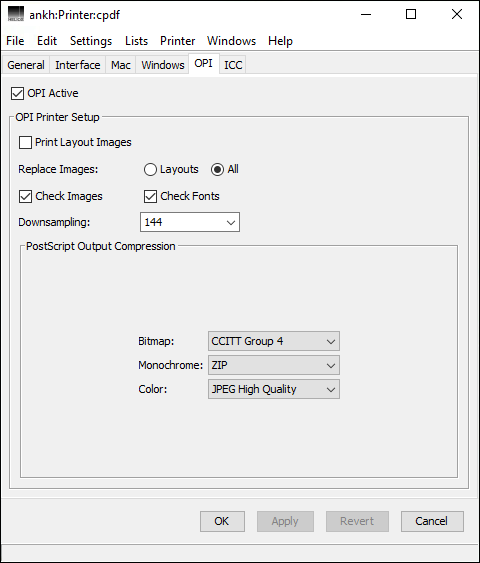 Defining OPI settings for a printer queue